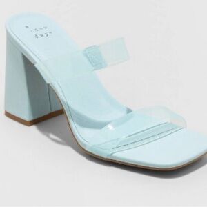 NWT a new day Deanna Light Blue Open Toe Mule Heels